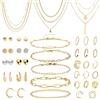 JSTHHTT 40 Pcs Parure Gioielli Donna Set di Gioielli Oro con Collana Bracciale Donna, Choker e Collane Estive Eleganti in Oro Collana Dorata Set Bracciali e Bigiotteria