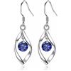 Zolkamery Orecchini pendenti in argento 925, in argento Sterling 925, con bianco/acquamarina/rosa/blu zaffiro, viola/rosso/verde, zirconi ipoallergenici, a goccia, per donna e mamma, Argento, Zirconia