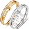 Ahokei Anelli Argento 925 Donna, Fedi Nuziali, Fedine Fidanzamento Coppia, Anello Regolabile Donna Cuore,Set Anelli In Argento e Oro Con Zirconi, In Confezione Regalo