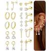 DOCHAIS Set Orecchini Donna Acciaio Inossidabile Piercing Orecchio Oro