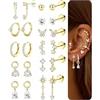 DOCHAIS Set Orecchini Donna Acciaio Inossidabile Piercing Orecchio Oro