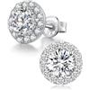 ZDaoBen Orecchini Donna Argento Sterling 925 Orecchini a Bottone Halo Rotondi & Ovali Cubic Zirconia Gioielli Ipoallergenici