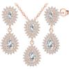 MicLee Collane ciondoli e orecchini di zirconi a goccia per donna: Parure di gioielli in argento 925 - Collana orecchini zirconi di lusso - Gioielli da sposa eleganti - Gioielli per feste in oro rosa