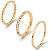 Joacii Set di anelli da donna placcati in oro 18 carati, impilabili, impermeabili, da 6 a 10 (oro rosa/giallo/bianco), 6, 7, 8, 9, 10, Circolo Zircone, Zirconia