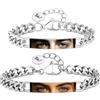 Apeso Braccialetto con Occhi Personalizzato per Uomo, Stampa a Colori con UV | Bracciale regolabile personalizzato con foto e nome/testo incisione in acciaio inox, regalo per San Valentino, Anniversario