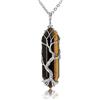 CrystalTears Collana con ciondolo in pietra di cristallo naturale occhio di tigre - Albero della vita avvolto in filo di ferro esagonale - regalo per la festa della mamma