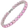 Rizilia Bracciale Tennis Zaffiro Rosa CZ 18K Oro Bianco Placcato Donna