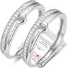 Ahokei Anelli Argento 925 Donna, Fedi Nuziali, Fedine Fidanzamento Coppia, Anello Regolabile Donna Cuore,Set Anelli In Argento Con Zirconi, In Confezione Regalo
