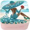 DCIDBEI Pittura a Diamanti Portagioie da Viaggio Diamond Painting Jewelry Box Organizer Porta Gioielli Donna Ragazza Viaggio Gioielli Organizzatore Scatola per Elastici Orecchini Donna da Spiaggia