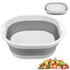 Flintronic Bacinella Pieghevole, 3.5 Litri Bacinella Bucato in Plastica, Portabiancheria Salvaspazio per Biancheria Sporca, Lavanderia, Cucina, 26 * 23 * 9 cm-Grigio