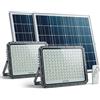 081 Store - 2 PEZZI Faro LED Esterno con Pannello Solare 5000W, IP66 Impermeabile, 320 LED, Luce Bianca 6500K, Telecomando, Autonomia 12 Ore (2)