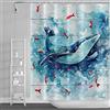 SDOTPMT 178x183 Centimetri Balena Blu Tenda da doccia per bambini Mondo oceanico Carino Rosso Pescare Esilarante Animale Onda Marina Asse di legno Tenda da bagno per l'arredo del bagno con ganci