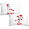 Puzzletee Coppia Federe Cuscino Personalizzabili - Innamorati - Festa degli Innamorati - Disegni di Coppia - [PERSONALIZZA NOMI] - Idea Regalo Fidanzati