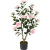 COSTWAY Albero di Camelia Artificiale 90 cm, Pianta Finta in Vaso con 16 Fiori Vivaci e 116 Foglie Vibranti, Pianta Decorativa per Soggiorno, Camera da Letto, Ufficio e Veranda (Rosa)