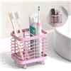 Luxspire Portaspazzolini Elettrici, Porta Spazzolini da Parete, Dispenser Spazzolini in Acciaio Inox, Supporto Spazzolini Adesivo, Organizer per Spazzolino Dentifricio, Contenitore da Bagno, Rosa