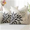 Artscope 2 Pezzi Dalia Floreale Nero Grigio Chiaro Federe Cuscini Geometrico 50x50cm, Primavera Cuscino Boemia Fiori Decorativo in Lino per la Decorazione Domestica Soggiorno Camera da Letto Divano