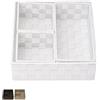 VIRSUS Cassetti Portaoggetti in Tessuto impilabili 5703, Trama intrecciata 3 Scomparti interni, misura 26x26x9,5 cm, contenitore salvaspazio, Organizer per accessori bagno (Bianco)