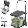 KADAX Carrello per rifiuti da 80 l, cestino per rifiuti con coperchio e rotelle, porta sacco della spazzatura da giardino, bidone della spazzatura in acciaio e plastica, carrello da giardino