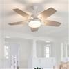 HYNHXBP Ventilatore da soffitto con luce LED, motore DC silenzioso, 6 velocità, funzione estate inverno, illuminazione LED 3000K-6500K, legno naturale-2:42 pollici - 5 pale