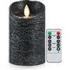 Lonkenn Candele LED Nero, Flickering Flameless LED Candele, Candele a Batteria, con Telecomando, Fiamma danzante, Funzione Timer, Realizzato in Vera Paraffina per Natale Feste Decorazione Matrimonio-15cm