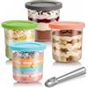 Ceriselle Set di contenitori per Ninja Creami, 4 Pezzi di Bicchieri sostitutivi e Set di contenitori Deluxe, Bicchieri da 500 ml con coperchi Colorati, Senza BPA e Lavabili in lavastoviglie,