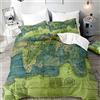 Morbuy Set di Biancheria da Letto di Mappa del Mondo Stampa, 3D Set Copripiumino Matrimoniale Singolo King in Microfibra con Federa e Copripiumini a Cerniera (Mappa Verde,220x260cm)