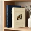 AKONEGE Libri decorativi per la casa, set di 2 scatole moderne in finto lino per tavolino, libreria e camino, libri finti estetici con spazio nascosto per foto e ricordi, blu scuro e beige