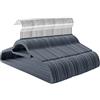 SONGMICS Grucce Appendiabiti in Velluto 100 Pezzi, Antiscivolo, Scanalature su Spalle, Barra per Pantaloni, Gancio Girevole a 360°, Salvaspazio, Spesso 0,6 cm, Largo 43 cm, Grigio CRF100VX