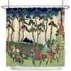 SDOTPMT 180x213cm Monte Fuji Scenario Tenda da Doccia Giapponese Cavaliere Ukiyo-e Tema Astratto Bagno Oriente Tradizionale Etnico Anime per Vasca Poliestere con Ganci