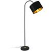 lux.pro Lampada da Terra Alta 173 cm Lampada a Stelo Curvo con Paralume Orientabile - Piantana con Abat-jour Cilindrico in Tessuto - Nero