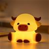 Gemmac Luce Notturna Forma di Mucca delle Highland, Touch Silicone Luce Notturna con 7 Colori 3 Livelli Dimmerabili Timer, Animali Lampada da Comodino Ricaricabile per Casa Camera da Letto Regali