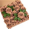 DuHouse 25 rose artificiali con gambi di fiori in schiuma vero tocco per bouquet di nozze fai da te, centrotavola per baby shower, composizione floreale, decorazione per la casa (caffè)