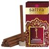 Sattva Ayurveda Sandalwood Dhoop - Set di bastoncini di incenso naturali senza bastoncini di bambù, profumo caldo di legno di sandalo per il relax, con supporto, 10 bastoncini