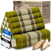 livasia Cuscino Thai 2 segmenti - 120x50x8cm - Cuscino Triangolare Cuscino per sedersi, Cuscino a Cuneo kapok, Cuscino per la Schiena Pieghevole, Tappetino Thai, Fatto a Mano (Verde)
