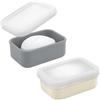 WALLFID 2pezzi portasaponetta da viaggio con coperchio,scatola portasapone in silicone impermeabile portatile per famiglia e vacanze,porta sapone compatto da viaggio per saponette bagnate (Grau-weiß])