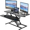 ERGOMAKER Supporto da scrivania regolabile in altezza, supporto per scrivania 101 x 40 cm, con ripiano per tastiera a due monitor, colore nero