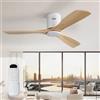 Sofucor 132cm Ventilatore da Soffitto in Legno Massiccio, Telecomando, 6 Velocità, Timer, Motore DC Silenzioso Ventilatore Soffitto per Soggiorno, Cucina, Camera da Letto