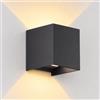 maolo Applique LED Esterno IP65 12/22W | Bidirezionale Up & Down con Angolo Regolabile 10°-90° | CCT Switch 3000K 4000K 6500K | Faretto da Parete Cubico per Facciate, Terrazze, Ingressi (Nero, 12W,10Cm)