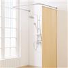 Yampos Bastone Tenda Doccia a Forma di U, [Entrambi i lati: 60 cm - 132 cm, Medio: 76,2 cm - 116,8 cm] Barra Doccia Angolare Regolabile per il Bagno con 12 Ganci e Supporto per Soffitto