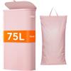 Lifewit Cesto Portabiancheria, Cesta Panni Sporchi con coperchio, Laundry Basket con Plastica Manici, Porta Biancheria Sporca per Bagno, Lavanderia, Camera da Letto, 75 L, Rosa