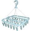 twirush Stendibiancheria per calze, biancheria intima, con 32 clip, pieghevole, antivento, calzini per biancheria intima, vestiti per bambini, piccoli articoli di biancheria (blu)