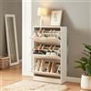[en.casa] Scarpiera Salvaspazio con 3 Ante a Ribalta Armadio Portascarpe Alto Stretto per Ingresso Corridoio 103 x 60 x 81cm Bianco
