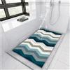 Odot Tappeto Doccia Antiscivolo, Strisce Geometriche Colorate Tappetino da Bagno in Luffa PVC, Tappeto Lavabile, Tappeti Bagno Asciugatura Rapida con Scarico per Area Umida (Acqua,60x80cm)