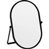 Tstarer Specchio cosmetico ovale con supporto, cornice in metallo dorato, specchio da tavolo per il trucco (nero, 18 x 28 cm)