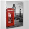 ConKrea Quadro su Tela - INTELAIATO - Pronto da Appendere - Cittˆ Londra Cabina TELEFONICA - Big Ben - London - Inghilterra UK - 50x70cm - Senza Cornice - (cod.007)