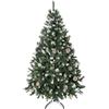HOMCOM Albero di Natale 150cm con 676 Rami Innevati e Pigne, Verde | Albero di Natale Artificiale, Apertura Automatica, Base Pieghevole