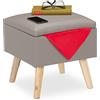 Relaxdays Pouf Contenitore in Ecopelle, HxLxP 40 x 40 x 40 cm, Sgabello da Salotto, Cubo con Coperchio Imbottito, Grigio