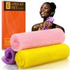 UJFQBH 3 spugne da bagno africane a rete lunga, esfolianti per il corpo e la schiena, ideali per l'uso quotidiano (rosa, giallo, viola)