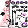 Qoosea 15 Pezzi Set Bondage, Sex Toys SM Sex Restraint per I Principianti e Gli Esperti, Giocattoli Erotici Set Schiavitù con Manette Caviglia Maschera Morsetti Capezzoli per le Coppie（Nero Viola）