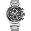 Naviforce Orologio da polso da uomo, al quarzo, in acciaio inox e metallo, con cronografo, impermeabile, casual, con data, Oro e nero. (SILVER BLACK)